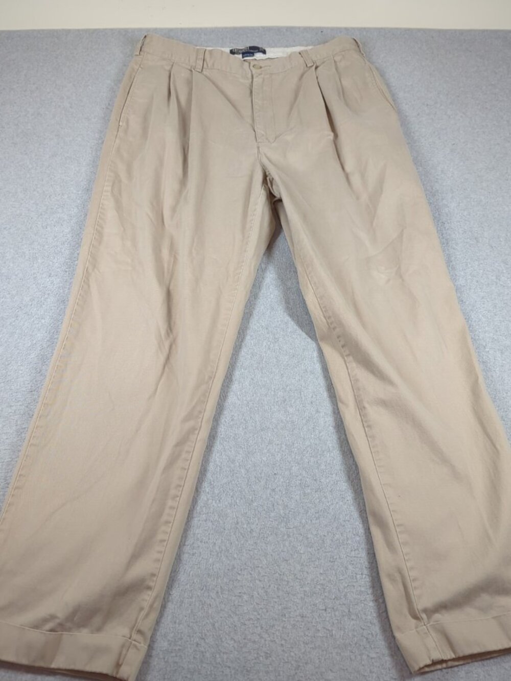 Polo Ralph Lauren Hammond Pants Men's 36x32 (Actual 34x31) Beige Pleated Cuffed